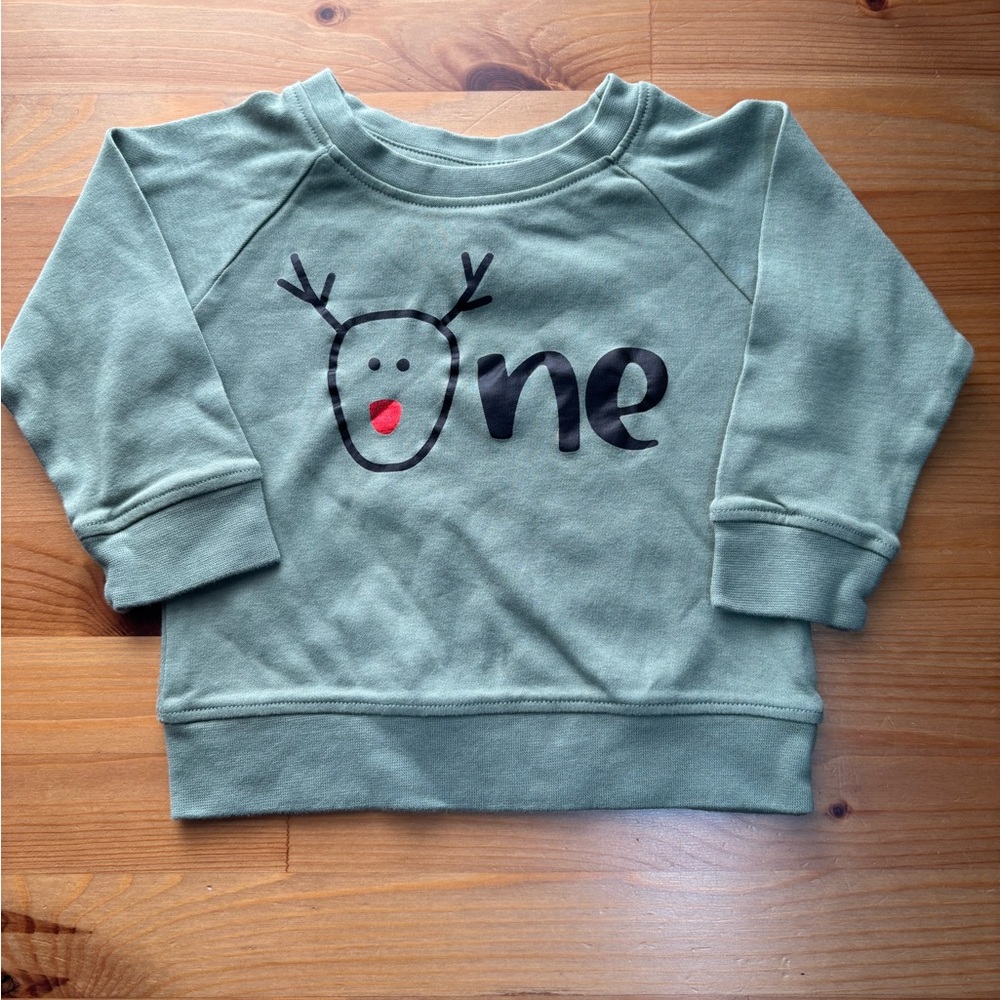 Colored Organics Baby Christmas Reindeer Crewneck Sweatshirt Size 12-18 Months
